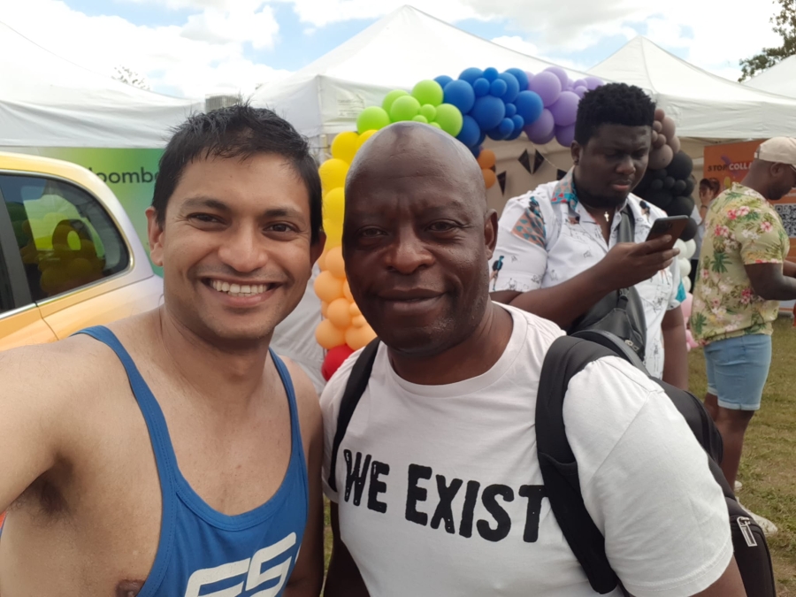 Two men at the end of pride race